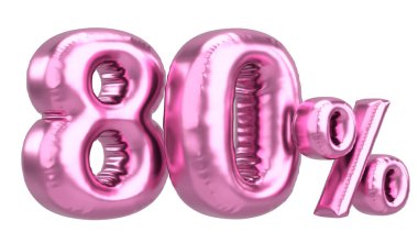 Yüzde seksen. % 80 balon mesajı. 3B illüstrasyon.