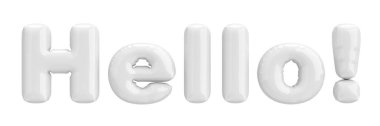 Merhaba mesaj. 3D Balon Metni. 3B illüstrasyon.