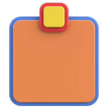 Üç boyutlu uyarı kutusu. Boş mesaj kutusu. 3B illüstrasyon.