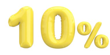 Yüzde on. % 10 balon mesajı. 3B illüstrasyon.