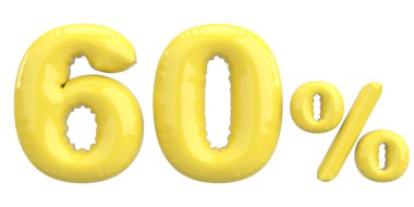 Yüzde altmış. % 60 balon mesajı. 3B illüstrasyon.