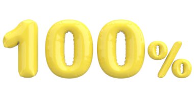 Yüzde yüz. % 100 balon mesajı. 3B illüstrasyon.