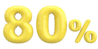 Yüzde seksen. % 80 balon mesajı. 3B illüstrasyon.