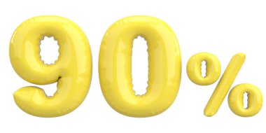 Yüzde doksan. % 90 balon mesajı. 3B illüstrasyon.