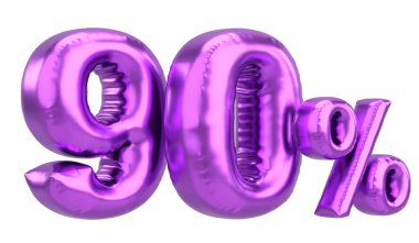 Yüzde doksan. % 90 balon mesajı. 3B illüstrasyon.