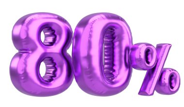 Yüzde seksen. % 80 balon mesajı. 3B illüstrasyon.