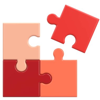 Üç boyutlu bulmaca. Üç boyutlu simge. 3B illüstrasyon.