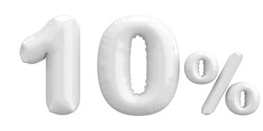 Yüzde on. % 10 balon mesajı. 3B illüstrasyon.