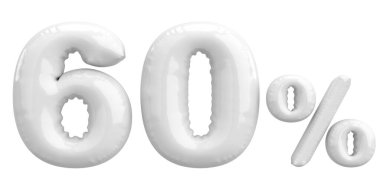 Yüzde altmış. % 60 balon mesajı. 3B illüstrasyon.