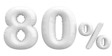 Yüzde seksen. % 80 balon mesajı. 3B illüstrasyon.
