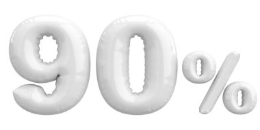 Yüzde doksan. % 90 balon mesajı. 3B illüstrasyon.