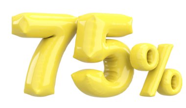 Yüzde yetmiş beş. % 75 balon mesajı. 3B illüstrasyon.