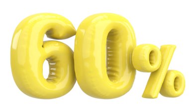 Yüzde altmış. % 60 balon mesajı. 3B illüstrasyon.