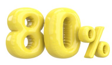 Yüzde seksen. % 80 balon mesajı. 3B illüstrasyon.