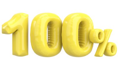 Yüzde yüz. % 100 balon mesajı. 3B illüstrasyon.