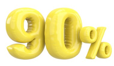 Yüzde doksan. % 90 balon mesajı. 3B illüstrasyon.