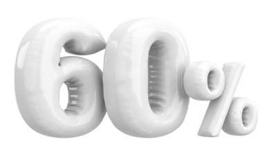 Yüzde altmış. % 60 balon mesajı. 3B illüstrasyon.
