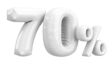 Yüzde yetmiş. % 70 balon mesajı. 3B illüstrasyon.