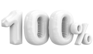 Yüzde yüz. % 100 balon mesajı. 3B illüstrasyon.