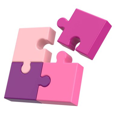 Üç boyutlu bulmaca. Üç boyutlu simge. 3B illüstrasyon.