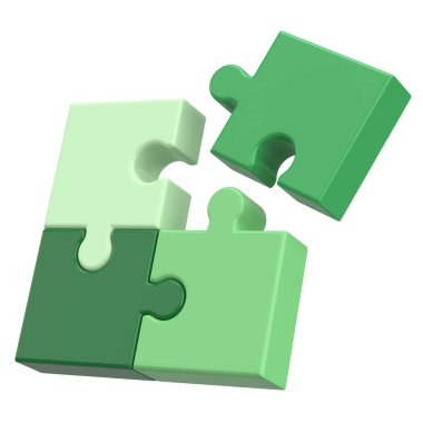 Üç boyutlu bulmaca. Üç boyutlu simge. 3B illüstrasyon.