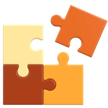 Üç boyutlu bulmaca. Üç boyutlu simge. 3B illüstrasyon.