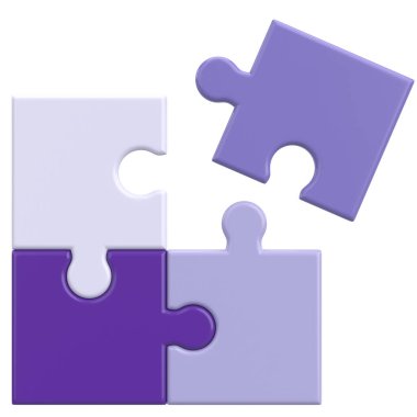 Üç boyutlu bulmaca. Üç boyutlu simge. 3B illüstrasyon.