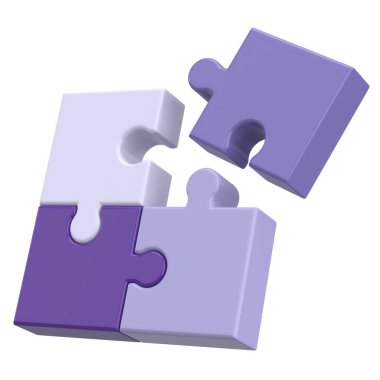 Üç boyutlu bulmaca. Üç boyutlu simge. 3B illüstrasyon.