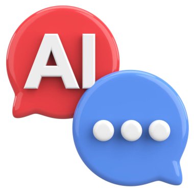 Üç boyutlu Chatbot Simgesi. AI Dil Modeli. 3B illüstrasyon.