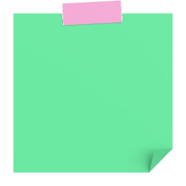 Üç boyutlu not defteri. Yapışkan bir not. 3B illüstrasyon.