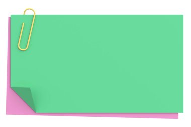 Üç boyutlu not defteri. Yapışkan bir not. 3B illüstrasyon.