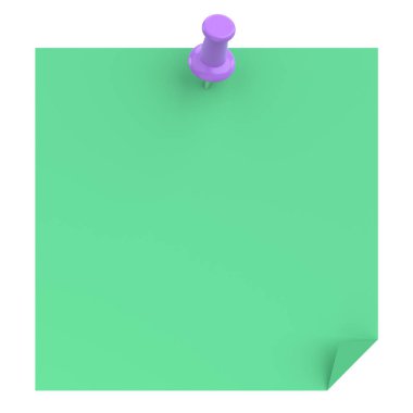 Üç boyutlu not defteri. Yapışkan bir not. 3B illüstrasyon.