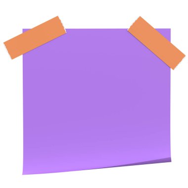 Üç boyutlu not defteri. Yapışkan bir not. 3B illüstrasyon.