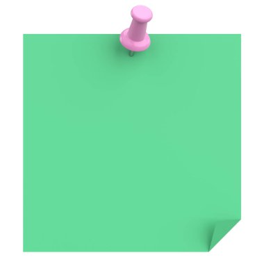 Üç boyutlu not defteri. Yapışkan bir not. 3B illüstrasyon.