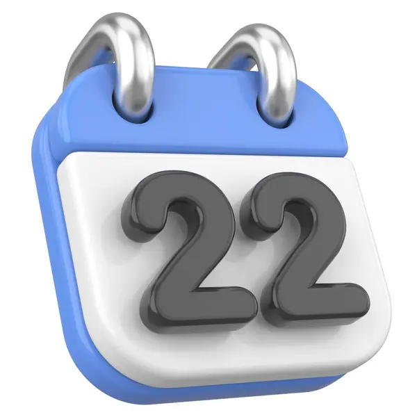 stock image 3D calendar. Day 22. Twenty-second day of the month. 3D illustration.