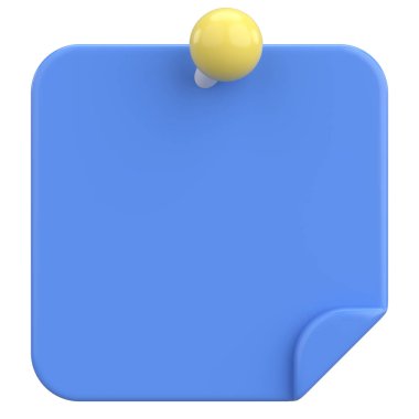 Üç boyutlu not defteri. Yapışkan bir not. 3B illüstrasyon.