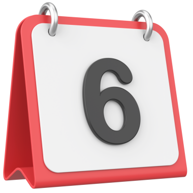 Üç boyutlu takvim. Altıncı gün. Ayın altıncı günü. 3B illüstrasyon.