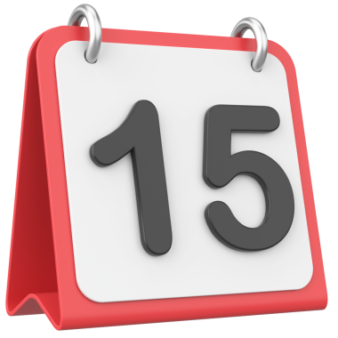 Üç boyutlu takvim. 15. gün. Ayın on beşinci günü. 3B illüstrasyon.