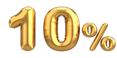 Yüzde on. % 10 balon mesajı. 3B illüstrasyon.