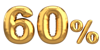 Yüzde altmış. % 60 balon mesajı. 3B illüstrasyon.