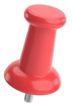 Pimi çek. Çizim iğnesi. Üç boyutlu pim. 3B illüstrasyon.