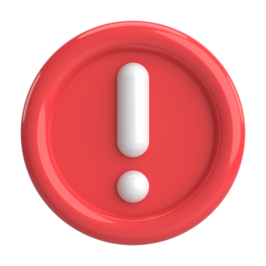 Uyarı işareti. Ünlem işareti. 3B illüstrasyon.