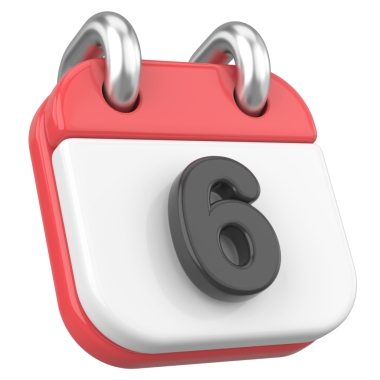 Üç boyutlu takvim. Altıncı gün. Ayın altıncı günü. 3B illüstrasyon.