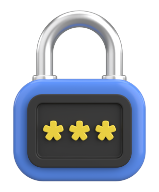 Üç boyutlu güvenlik simgesi. Güvenli şifre. 3B illüstrasyon.