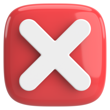 Üç boyutlu kapatma düğmesi. Çapraz. 3B illüstrasyon.