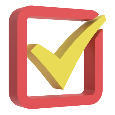 3 boyutlu onay kutusu. İşaretle. 3B illüstrasyon.