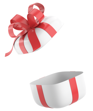 Hediye Kutusu açıldı. Üç boyutlu hediye kutusu. 3B illüstrasyon.