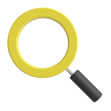 Büyüteç. Arama simgesi. 3B illüstrasyon.