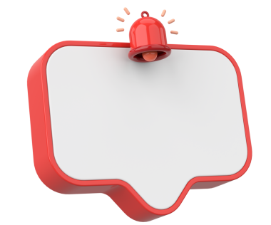 Üç boyutlu uyarı kutusu. 3B illüstrasyon.