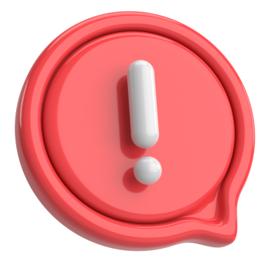 Uyarı işareti. Ünlem işareti. 3B illüstrasyon.